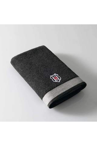 Taç Taraftar Lisanslı Beşiktaş Bukle Banyo Havlusu 70x140 Siyah