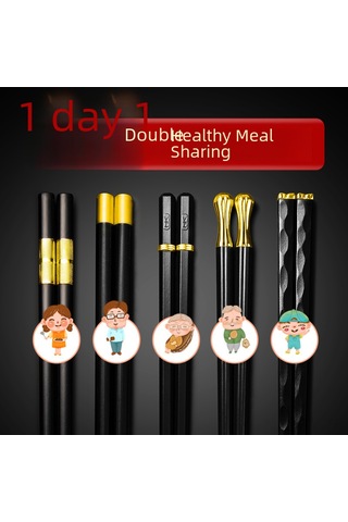 Teltree Ev Kullanıma Uygun Hijyenik Tek Kişilik Allerjik Metalden Üretildiği İçin Dayanıklı Ve Yüksek Sıcaklığa Dayanıklı Japon Stili Minimalist Siyah Altın Renkli 5 Adet Çubuk Çatal Seti Diğer