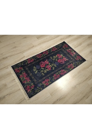 Yamalı Home Style Deri Taban Siyah Kırmızı Pr5616-80X150 Siyah