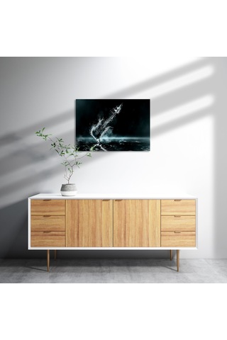 Cakasepetim Elektrogitar Ve Su Sıçraması Karanlık Arka Plan Ahşap Mdf Tablo