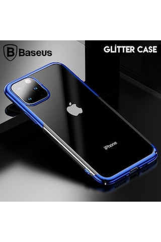 Baseus Glitter Case Apple iPhone Uyumlu iPhone 11 Pro 5.8 Şeffaf Lüx Silikon Kılıf- 5775 Mavi
