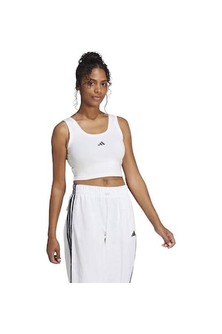 Adidas Essentials Small Logo Cotton Lifestyle Kadın Beyaz Yuvarlak Yaka Atlet