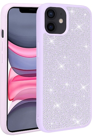 Apple Uyumlu iPhone 11 - Kılıf Parlak Taşlı Tasarımlı Sert Ston Kapak