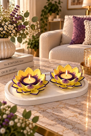 Lotus Harmonisi 2limumluk Tabaklı Set Sarı Lotus Harmonisi 2limumluk Tabaklı Set Sarı