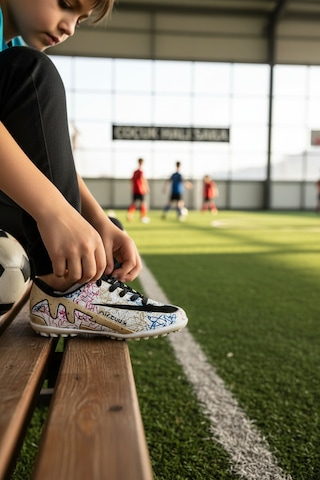 Modayak Walked Flet Beyaz & Siyah Çorapsız Halı Saha Krampon Futbol Ayakkabısı Beyaz