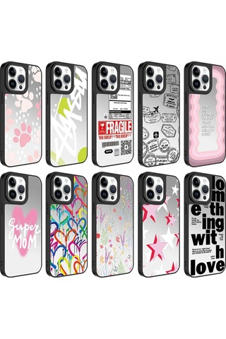 Apple Uyumlu iPhone 14 Pro Uyumlu Aynalı Desenli Kamera Korumalı Parlak Zore Mirror Kılıf-süper Anne Süper Anne -