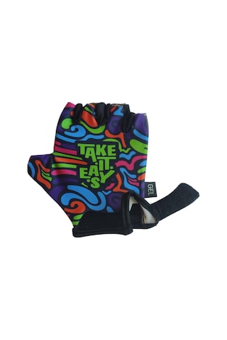 Raptor Çocuk Eldiveni Kısa Parmak Çocuk Bisiklet Eldiveni Silikon Jelli Take İt Easy Desenli M Beden