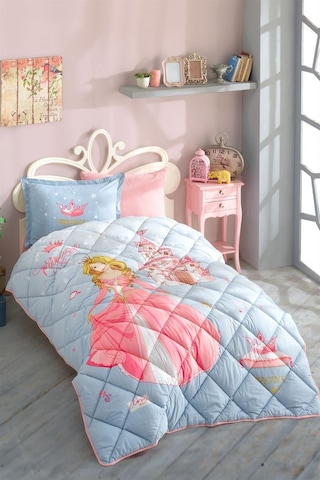 Ranforce 100% Pamuk Tek Kişilik Uyku Seti Crown Pembe-4422
