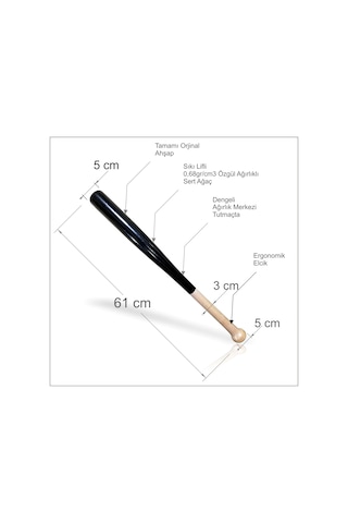 Dengeli 61 Beyzbol Baseball Beyzball Sopası Tahtası Aleti Siyah