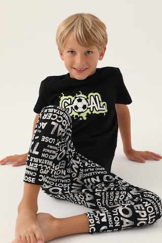 Roly Poly 3344 Goal Erkek Çocuk Pijama Takımı Siyah
