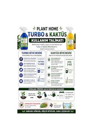 Bitki Besini Seti Turbo Ve Kaktüs Kök Gelişim Destekleyici 2x500 Ml 1 L
