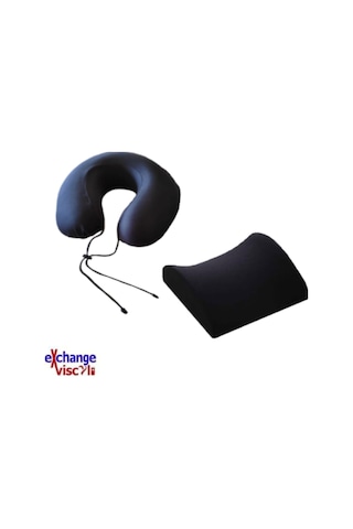 Viscoli Ortopedik Boyun Seyahat Yastığı Kadife Kılıf+Bel Minder