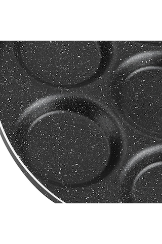 Yifomall 7'li Yumurta Ve Burger Pişirme Tava - Yapışmaz Kaplamalı, Pratik Mutfak Ekipmanı Siyah