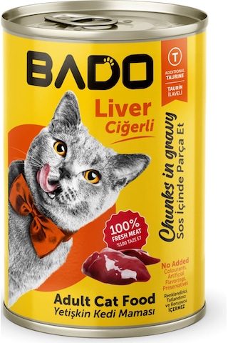 Bado Yetişkin Yaş Kedi Maması Ciğerli 400gr 24lü