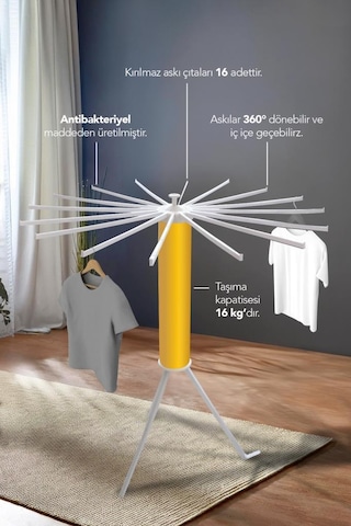 House Plus Hely Açılıp Kapanabilir 360 Dönebilen Kurutmalık Askısı Gold Krt57058-5 Altın