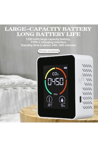 Geeksen Lcd Arka Aydınlatmalı Co2 Ölçer Tvoc Sensörleri İç Mekan Karbondioksit Co2 Konsantrasyon Dedekt A