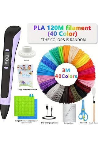 Techbloom 3d Yazıcı Çizim Kalemi Seti Dıy Baskı Aracı 11811 İnç 40 Renk Pla Filament Lcd Ekran