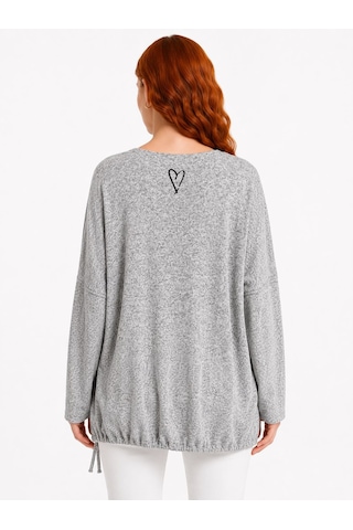 Neden Tekstil Kadın Gri Relaxed Fit Triko Detaylı Sweatshirt