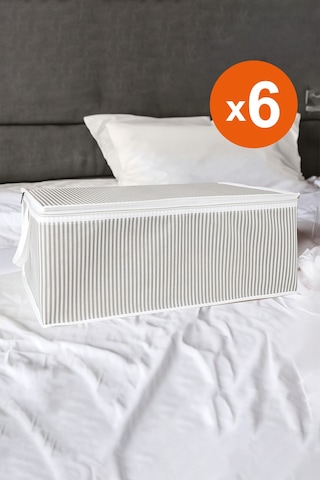 6 Adet Baza Altı Büyük Boy Düzenleyici Kumaş Hurç Gri 45 65 22 Cm Diğer