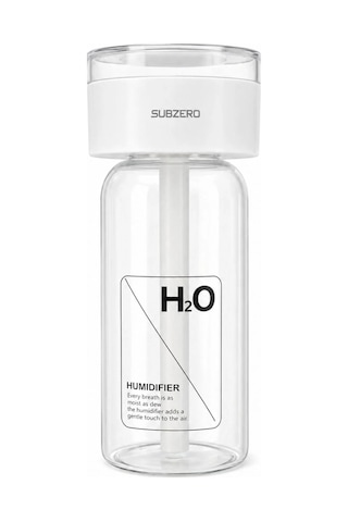 Exenar - Beyaz - Şarjlı Hava Nemlendirici Araç İçi Ambiyanslı H2o Mini Buhar Makinesi Led Işıklı Humidifier Nem Cihazı Standart