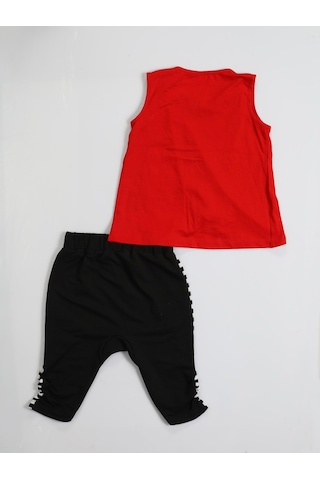 Zebra Çizgili Baggy Kapri Takım-kırmızı Kırmızı