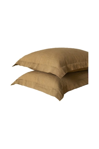 Maki Home Volanlı Süs Dikişli Sutlu Kahve 2 Adet 50x70 Yastık Kılıfı Sutlu Kahve