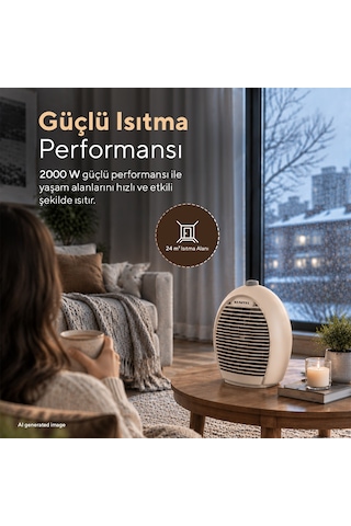 Kumtel LX-6331 2000 W Elektrikli Fanlı Isıtıcı Krem