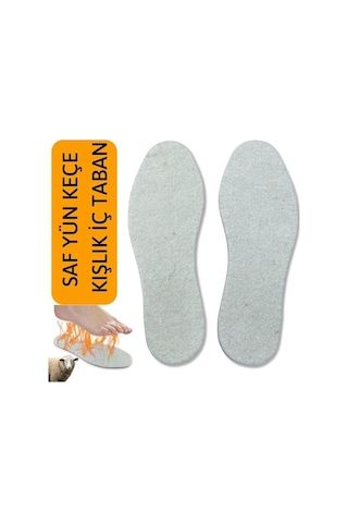 Hakiki Yün Keçe, Kışlık Krem Renkli Termal Tabanlık, 43-44 Numara