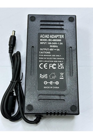 48 V 5 A Adaptör 48 V 5 A 5.5 Mm 2.5 Mm Adaptör Siyah