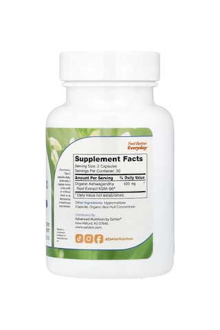Zahler, As-hw-aga-ndha 600, Clinically Validated Dose, Supports Mental Energy & Relaxation, 60 Capsules 300 Mg Per Capsule
