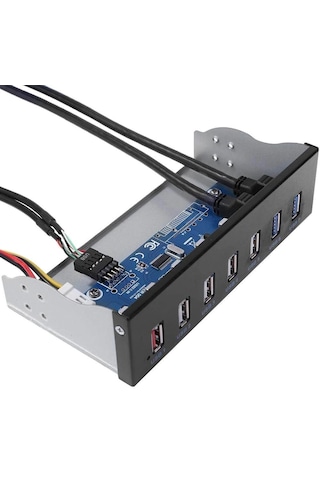 Floppy Ön Panel 7 Port Usb Çoklayıcı Hub 5.25 İnç Usb 3.0 2.0 Hız