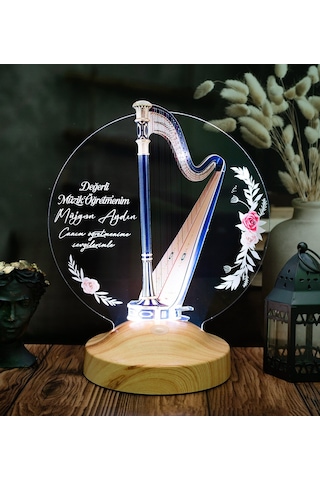 Arp Figürlü Kişiye Özel Led Lamba Müzisyenler Ve Müzik Öğretmenleri İçin Özel Tasarım Hediye