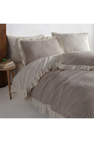 Macas Home Ruffle %100 Pamuklu Fırfırlı Ipliği Boyalı Ekru