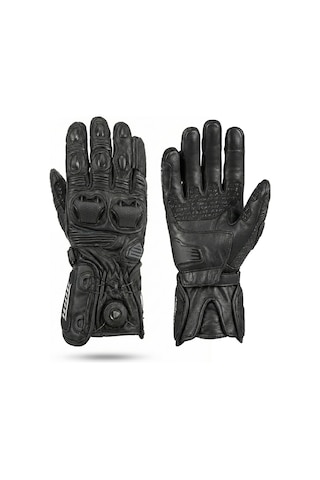 Motoanl Motosiklet Eldiveni Uzun Racing Full Koruma Leather Prof Motorcu Eldiven Siyah