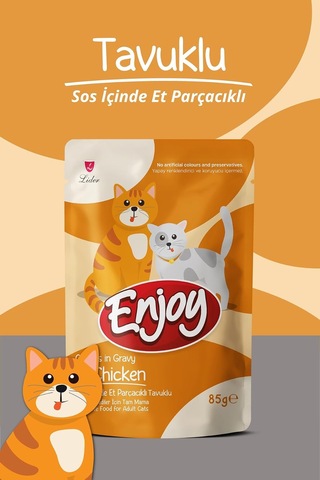 Enjoy Kedi Konserve Maması, Tavuk Etli, 85g, 22 Adet