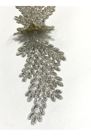 Ütüyle Yapışan Kristal Taşlı Aplike - Gümüş