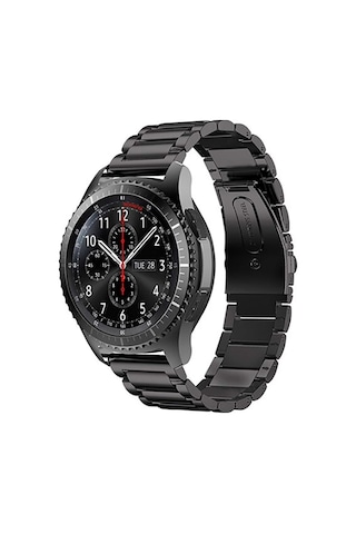 Gear S3 22mm Uyumlu Krd-04 Metal Zore Kordon-siyah