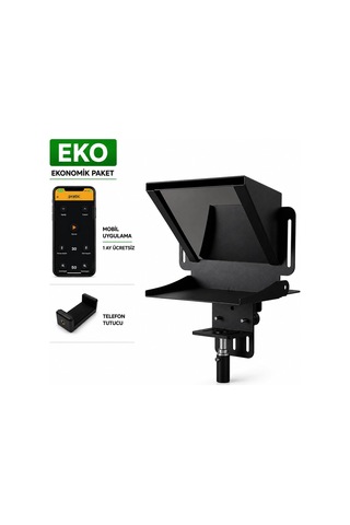 Pratic Teleprompter Eko Set Mobil Uygulama Kontrollü, Telefon Tutuculu