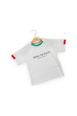 Çikoby Erkek Çocuk Pamuklu Break The Rules Yazılı Tshirt-11676-beyaz Beyaz