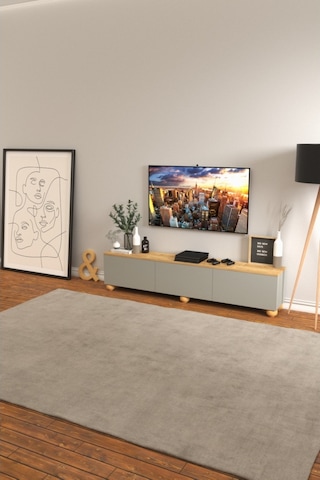 B3 Concept Nort Serisi Koyu Gri & Safir Meşe 3 Kapaklı Tv Ünitesi
