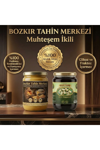 Bozkır Tahin Merkezi Muhteşem İkili Altın Susam Kavrulmus Tahin 600 Gr - Dut Pekmezi 800 Gr Katkısız