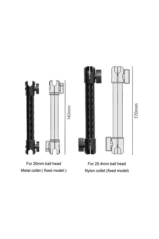Araç Telefonu Dağı Uzatma Kolu Çift Mafsallı Döner Ayar Karbon Fiber Braketi Biyel, Model: 20mm Top Kafa İçin 140mm
