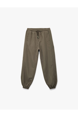 Koton Cepli Beli Lastikli Bağlamalı Loose Fit Jogger Paraşüt Pantolon Yeşil 6wkb40018tw Yeşil