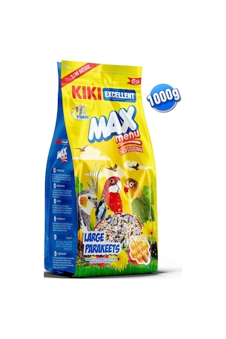KIKI Excellent Kuş Max Menu Large Parakeets Büyük Pareket Yemi 1000 Gr. KB307