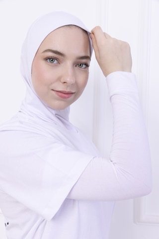 Loggia Likralı Penye Kolluk Beyaz - Pratik Kadın Tesettür Düz Namaz Kolluğu 1 Çift Viskon Hijab Beyaz
