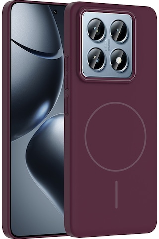 Xiaomi 14t Pro Kılıf M-safe Şarj Özellikli Zore Ruby Sert Kapak Mürdüm