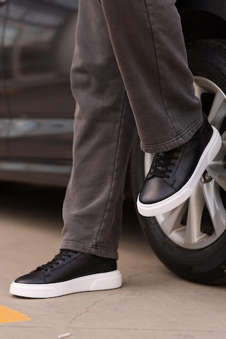 Shoetyle - Siyah Hakiki Deri Bağcıklı Erkek Sneaker 800-2501-1273 Siyah