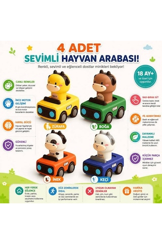 Hayvan Figürlü Bas-bırak Git Araba Eğitici Oyuncak