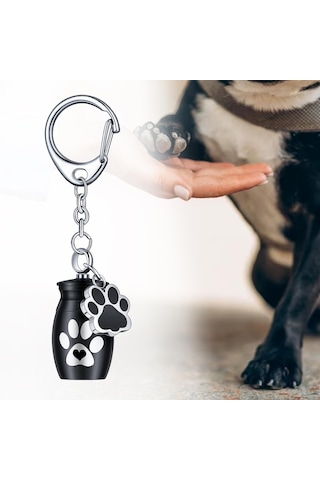 Homyl Alüminyum Alaşım Anahtarlık Pet Urn Değerli Siyah Altın