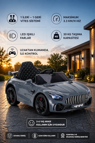 Gtr Sport 12v Akülü Araba Antrasit Koyu Gri